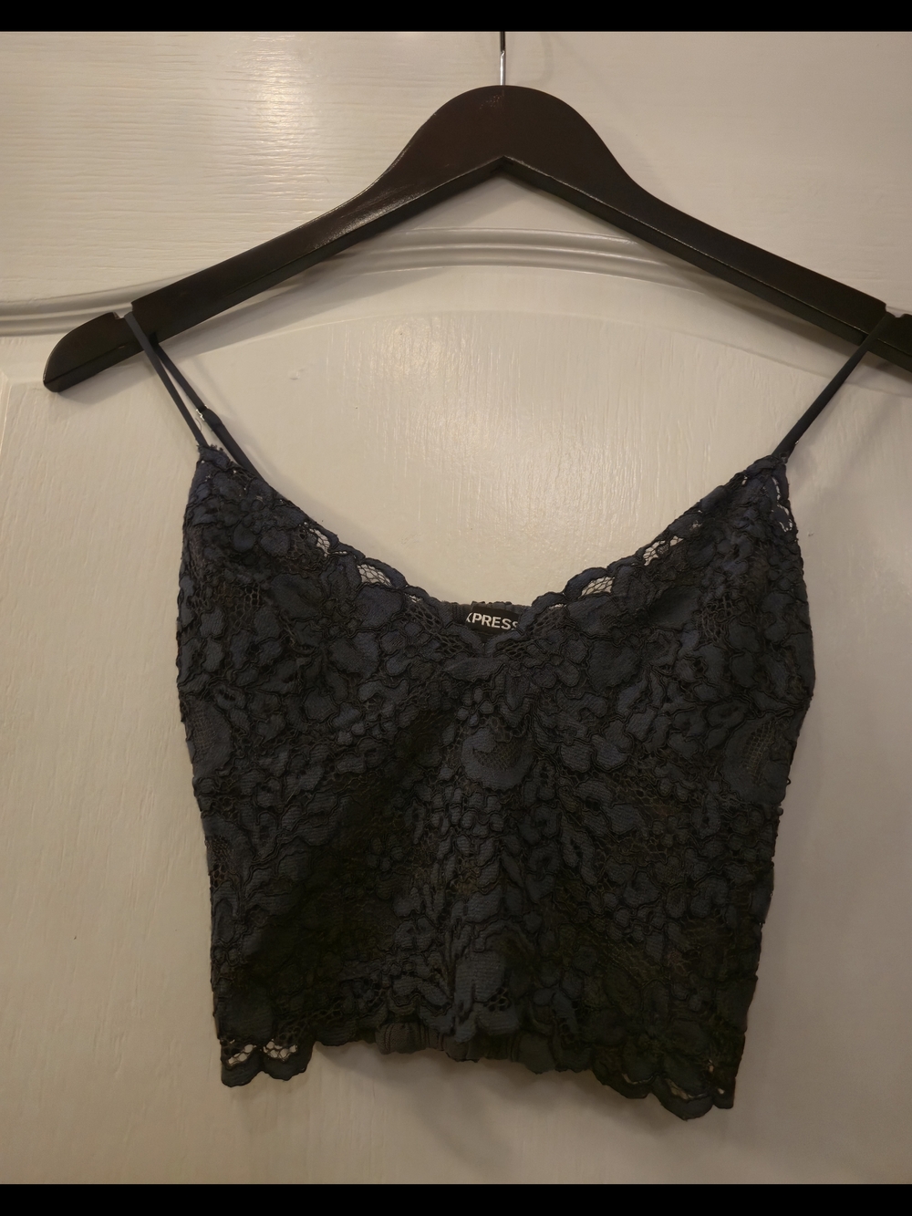 Express Navy Lace Bandeau Cami Crop